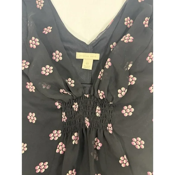 Y2K Jonathan Martin Women's Top Black Size XL Floral Ruffled Babydoll Top - Picture 8 of 8